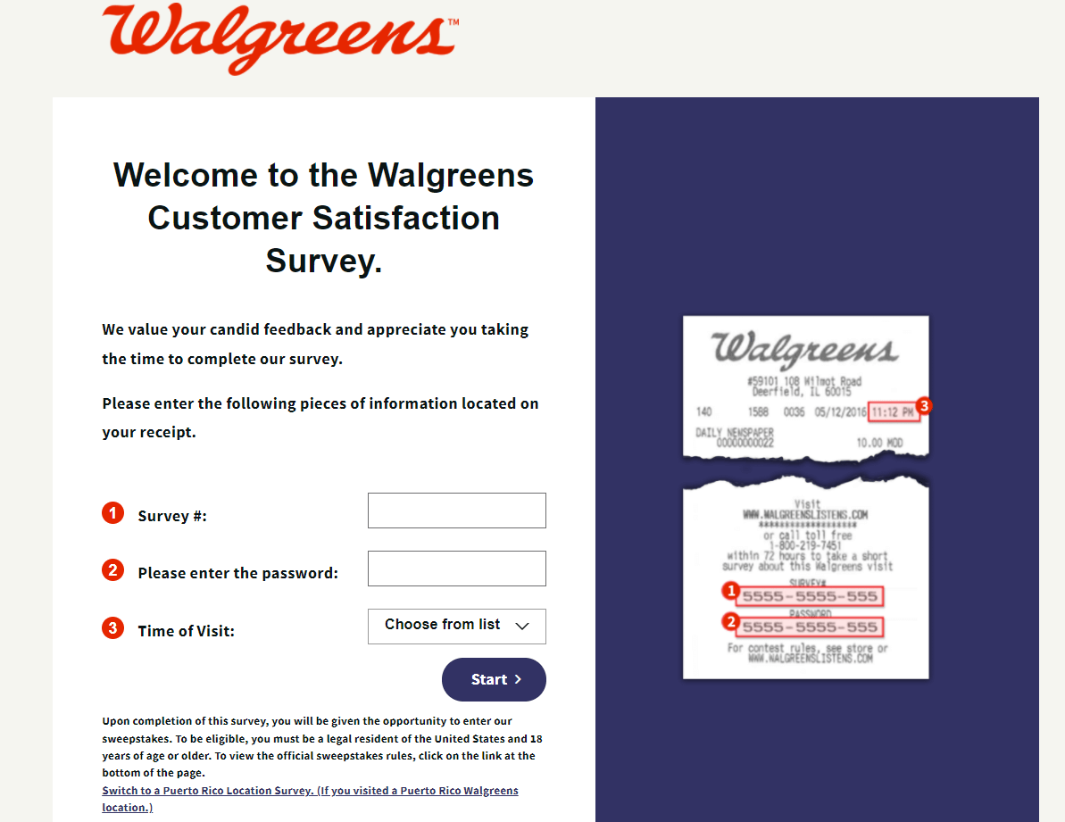 www.walgreenslistens.com survey start